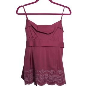 BCBG Max Azria  Sleeveless Top with Embroidered Hem Bow Tie Back Size M